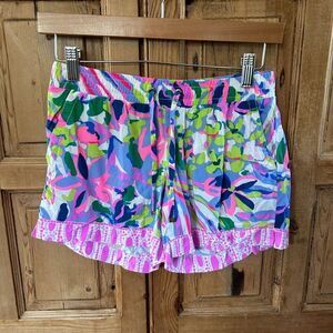 Lilly Pulitzer XXS Shorts Blue Pink Green‎ Floral Pockets Drawstring